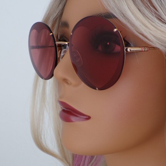 Carolina Herrera Heart Cut Out Shades, Round Rimless Stainless Steel Unique Y2K main image 6